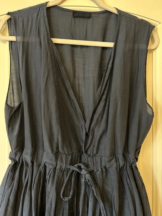 CP Shades Navy Sleeveless V-Neck Midi Dress with Drawstring - Picture 3 of 7